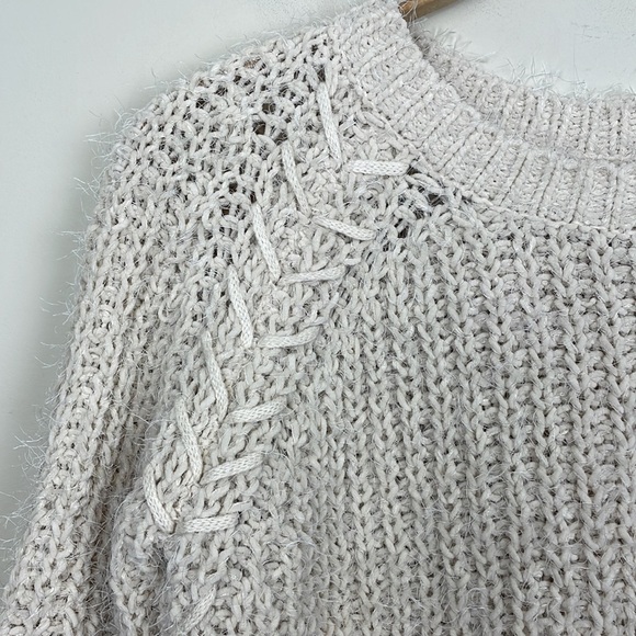 Woven Heart || Knitted Sweater Crewneck with Ties on Waist; Size Small - Picture 4 of 14